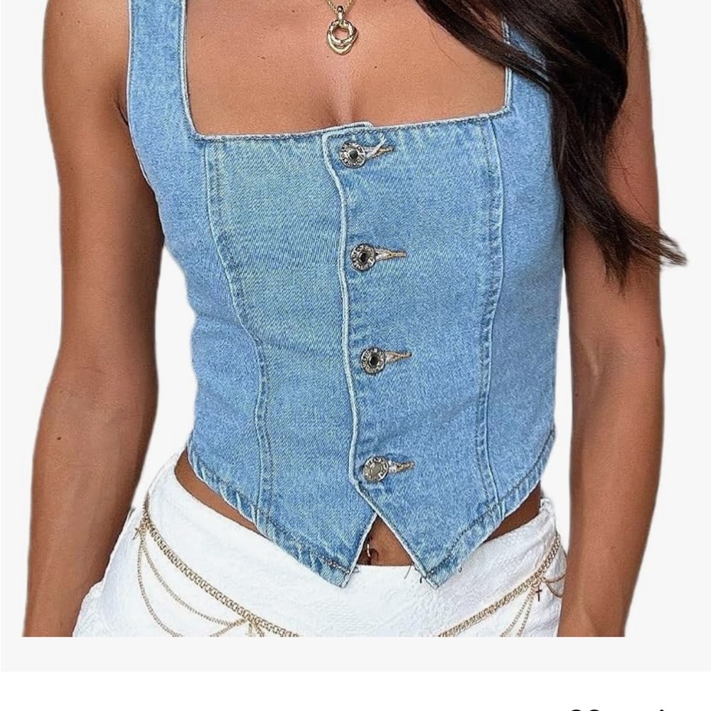 Size medium denim crop vest
